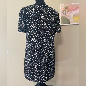 Saint Laurent Star Print Silk Black Dress size F46
